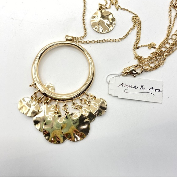 ANNA & AVA Gold Tone Double Strand Long Necklace NWT - Picture 5 of 6